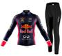 Imagem de Kit Camisa Ciclismo Red Bull Longa C/ Calça Espuma Refletivo