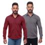 Imagem de Kit Camisa Social Masculina Manga Longa Slim 2 Peças