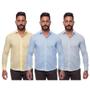 Imagem de Kit Camisa Social Masculina Manga Longa Slim 3 Peças