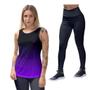 Imagem de Kit Camiseta Feminina Regata Calça Legging Cavada Blusa Caminhada Musculação Proteção UV50