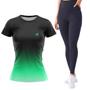 Imagem de Kit Camiseta Fitness Feminina Academia Calça Legging Leg Caminhada Lisa Cós Alto