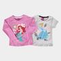 Imagem de Kit Camiseta Infantil Disney Princesas Glitter Cinderela e Ariel Menina - 2 Peças