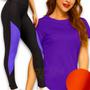 Imagem de Kit Camiseta MALHA FRIA POLIAMIDA + Calça Leg Legging Academia Corrida Feminina 531