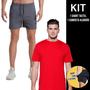 Imagem de Kit Camiseta Masculina ALGODÃO Slim Fit Básica Camisa Academia Corrida Casual + Shorts Tactel ELASTANO 712