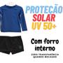 Imagem de Kit Camiseta UV + Sunga Proteção Solar Surf Preto Azul Kids