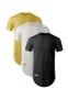 Imagem de Kit Camisetas Longline Barbado Preta Branca e Amarela Algodão 30.1