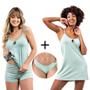 Imagem de Kit Camisola e Short Doll Sem Bojo Conforto + 2 Calcinhas