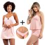 Imagem de Kit Camisola e Short Doll Sem Bojo Conforto + 2 Calcinhas