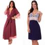 Imagem de KIT Camisola Gestante Longa com Robe + Camisola Amamentar Estilo Sedutor - V220