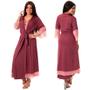 Imagem de KIT Camisola Gestante Longa com Robe + Camisola Amamentar Estilo Sedutor - V220