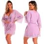 Imagem de KIT Camisola Maternidade com Robe Lavanda + Camisola Pós Parto Estilo Sedutor - V208