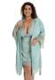 Imagem de Kit Camisola Plus Size Feminino + Robe Roupão de Banho Luxo com Renda