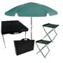 Imagem de Kit Camping Maleta / Mesa Dobravel Portatil + 2 Banquetas + Guarda Sol 1,60 M