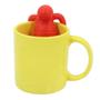 Imagem de Kit Caneca Arredondada Colours Amarelo Cerâmica 330ml E Boneco Infusor de Chá Silicone