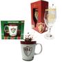 Imagem de Kit Caneca Branca Porcelana 260ml + Taça 330ml Bebidas Força Gloria Tradição Fluminense FFC 1902