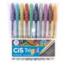 Imagem de Kit Caneta Gel Metálica 11 Cores Cis + Papel Preto Color 180g 50fls Artes Desenho Artesanato Criatividade Lettering