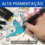 Imagem de Kit Canetinha Profissional Desenho Marcador Ponta Dupla Arte