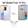 Imagem de Kit Capa Anti Impactos + Película 3D de Vidro + Fone de Ouvido com Fio para Redmi Note 11 PRO
