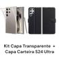 Imagem de Kit Capa Capinha Anti Impacto Transparente + Capa Carteira Preta Para Samsung Galaxy S24 Ultra