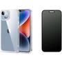 Imagem de Kit Capa Capinha Transparente + Película 3D Privacidade para Iphone 15 Plus