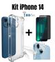 Imagem de Kit Capa Capinha Transparente + Película 3D Vidro Privacidade + Película Câmera Traseira + Cabo IOS/USB para Iphone 14