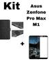Imagem de Kit Capa Carteira Flip + Pelicula 3D Asus Zenfone Pro Max M1 Preto