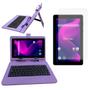 Imagem de Kit Capa com Teclado Embutido Roxo 7 Polegadas + Proteção de Plástico Resistente  Kit Completo