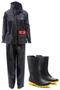 Imagem de Kit capa conjunto roupa chuva feminina moto motoqueira tam g + bota tam 41 galocha impermeavel preta