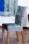 Imagem de Kit Capa de Cadeira 4 Peças Sala de Jantar Protege o Estofado Renova o Visual Malha Gel Estampa 3 Floral Azul
