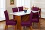 Imagem de Kit Capa de Cadeira 4 Peças Sala de Jantar Protege o Estofado Renova o Visual Malha Gel Vinho