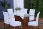 Imagem de Kit Capa de Cadeira 6 Peças Sala de Jantar Protege o Estofado Renova o Visual Malha Gel Branca