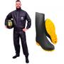 Imagem de Kit Capa Roupa Conjunto Chuva Motoqueiro Motoboy Impermeável + Bota Galocha Vonder