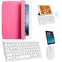 Imagem de Kit Capa Smart Case Rosa / Teclado e Mouse branco e Película para iPad 2019 7a Geração 10.2"