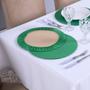 Imagem de Kit Capa Sousplat Basic Redondo Mesa Posta Jantar Com Base MDF 6 Peças - Verde