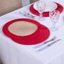 Imagem de Kit Capa Sousplat Basic Redondo Mesa Posta Jantar Com Base MDF 6 Peças - Vermelho