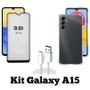 Imagem de Kit Capa Transparente + Película 3D + Cabo USB Tipo C para Samsung Galaxy A15