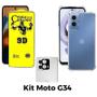 Imagem de Kit Capa Transparente + Película Cerâmica Fosca + Película de Câmera para Motorola Moto G34