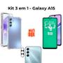 Imagem de Kit Capa Transparente + Película Cerâmica + Película de Câmera para Samsung Galaxy A15