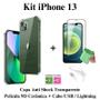 Imagem de Kit Capa Transparente + Película de Cerâmica + Cabo Tipo C/ Tipo Lightning para Iphone 13