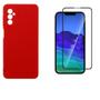Imagem de Kit Capa Veludo Vermelho Compatível Galaxy A04S+ Pelicula 3D
