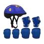 Imagem de Kit Capacete Cotoveleira Joelheira Infantil Bike Skate Azul