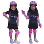 Imagem de Kit Capacete Cotoveleira Joelheira Infantil Bike Skate Rosa