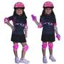 Imagem de Kit Capacete Cotoveleira Joelheira Munhequeira Infantil Crianca Bike Skate Cores