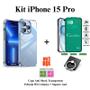 Imagem de Kit Capinha Anti Impactos + Película Frontal de Cerâmica 9D + Suporte de Anel para Iphone 15 15 Pro 15 Pro Max 15 Plus