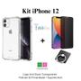 Imagem de Kit Capinha Transparente + Película 3D Vidro Privacidade + Suporte de Anel para Iphone 12