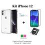 Imagem de Kit Capinha Transparente + Película 3D Vidro + Suporte de Anel para Iphone 12