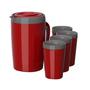Imagem de Kit caribe 1 jarra 1L e 4 copos térmicos munique 350ml vermelho