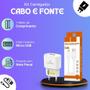 Imagem de Kit Carregador compatível com Infinix Smart 7 - Cabo Micro USB V8 e Fonte