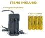 Imagem de Kit Carregador Duplo+4 Baterias 18650 3,7/4,2V 8800Mah