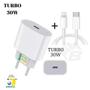 Imagem de Kit Carregador Turbo 30W Fonte USB-C + Cabo Tipo-C Compatível Todos iOS - AGold